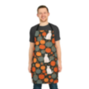 Cute Fall Cat Apron on Male Model