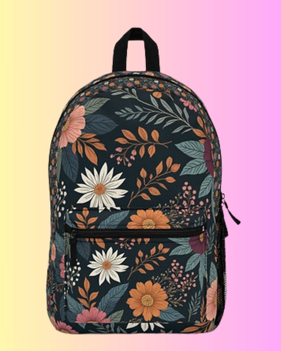 Fall floral canvas backpack, Mother’s Day travel gift