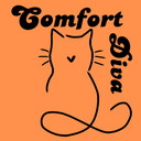 Comfort Diva logo with an outline of an illustrated cat.