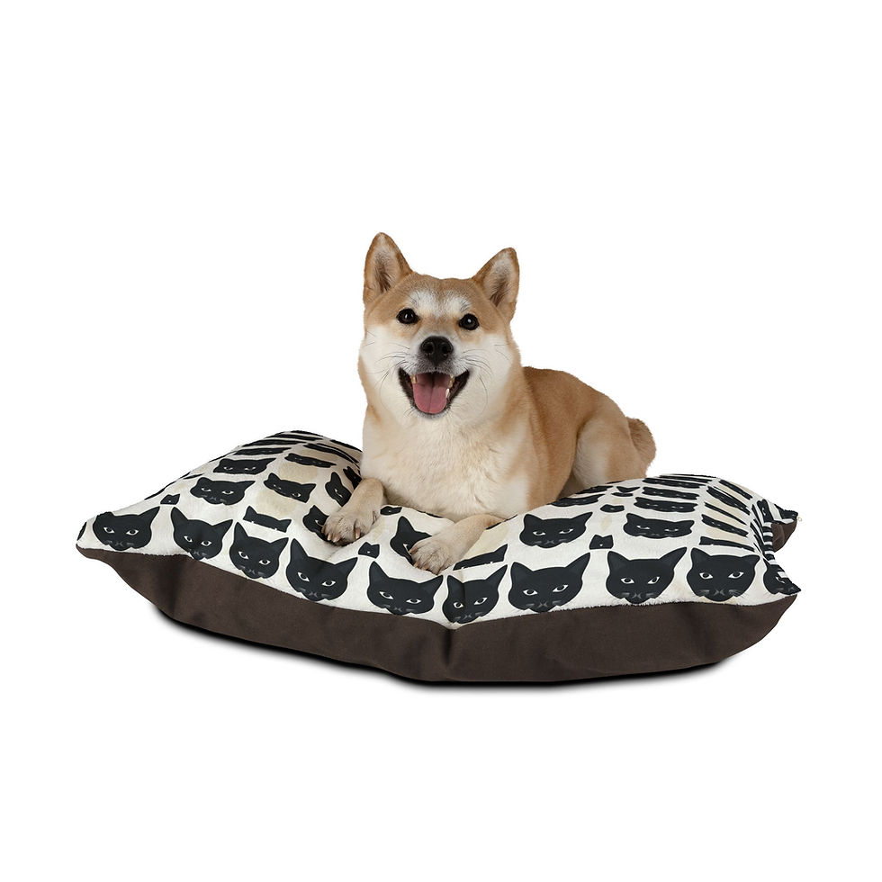 Thumbnail: Corgi on Pet Bed with Black Cat Design