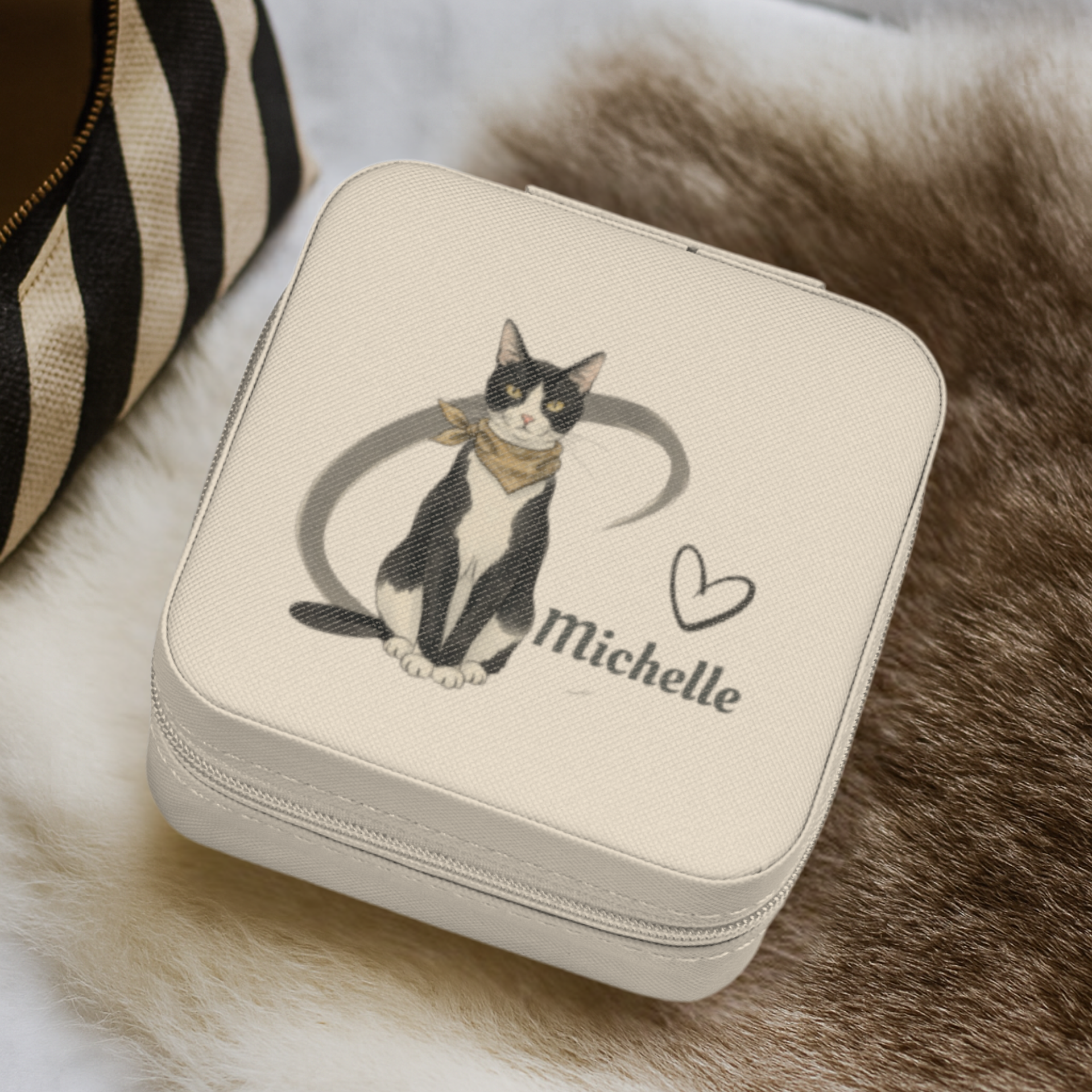 Tuxedo Cat Jewelry Box with the Name Michelle