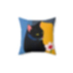 Black Cat and Flower Pillow Front