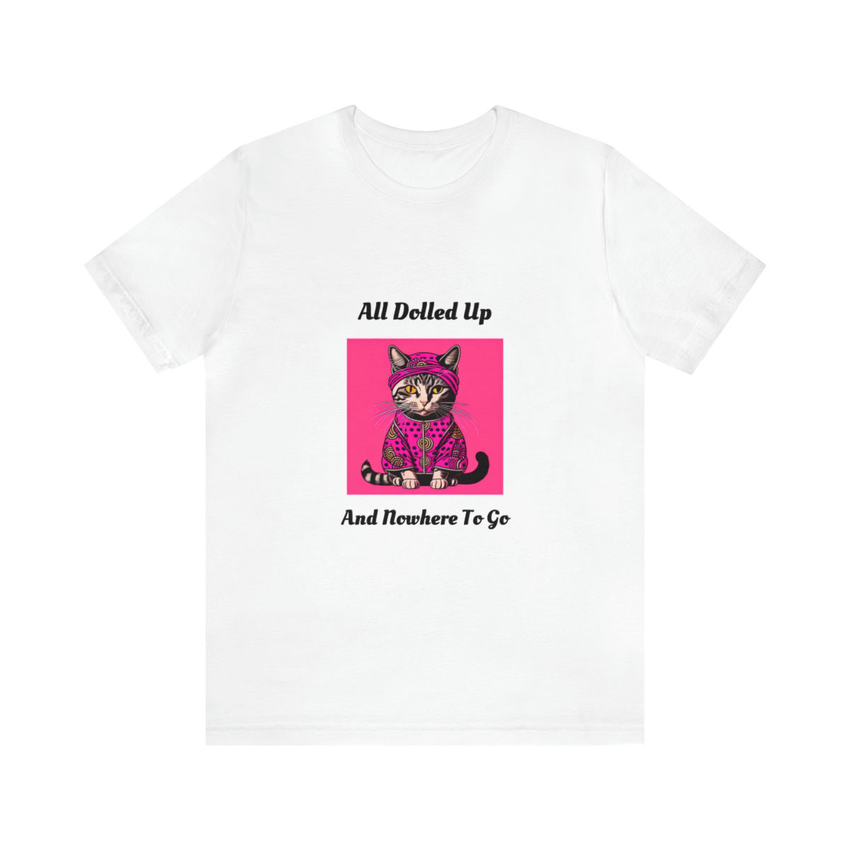 Doll Lover White Tee With Hot Pink Cat Image Front
