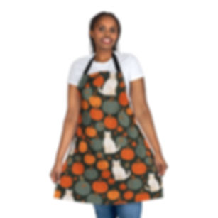Cute Fall Cat Apron on Female Model