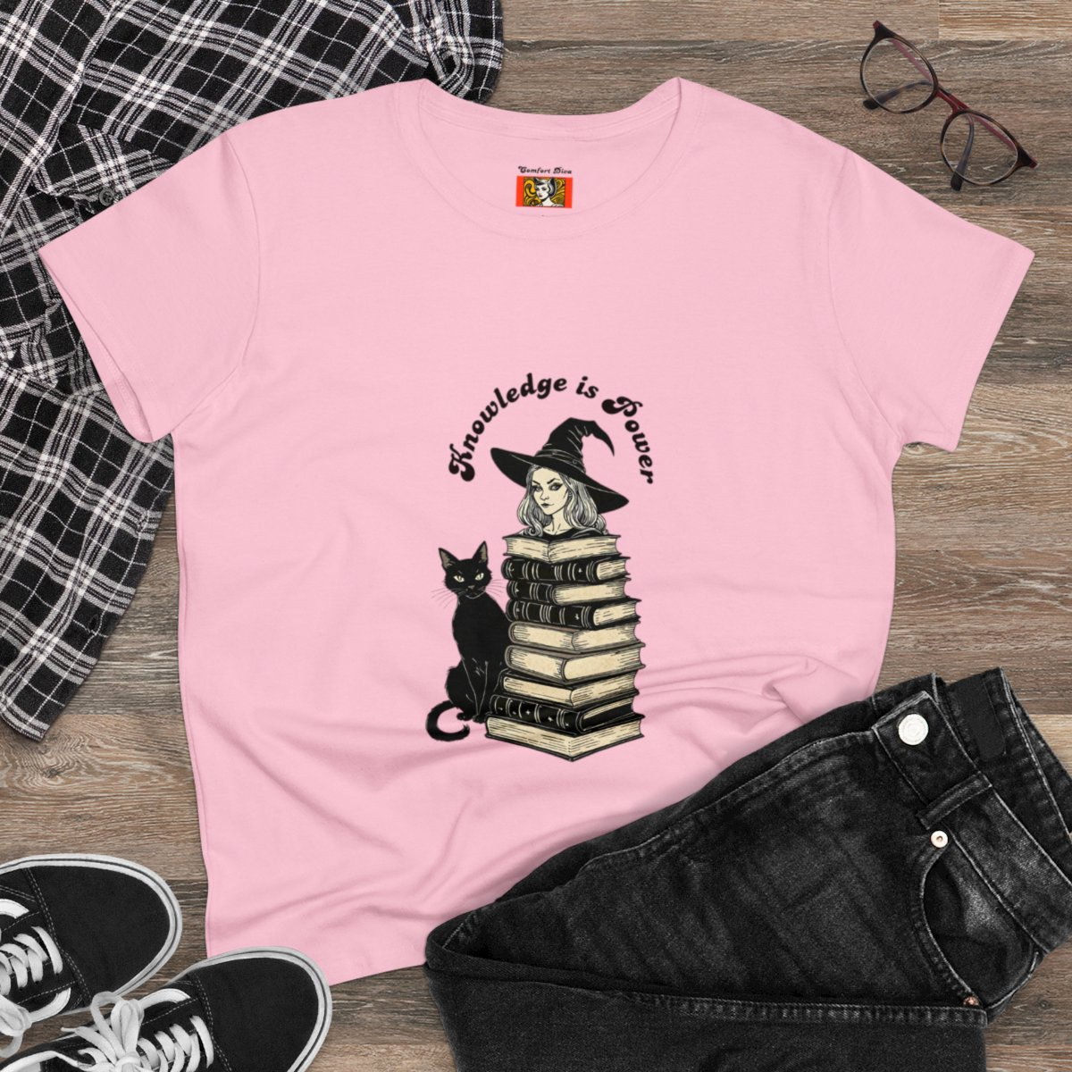 Light Pink Halloween T-Shirt paired with jeans for Pinkoween