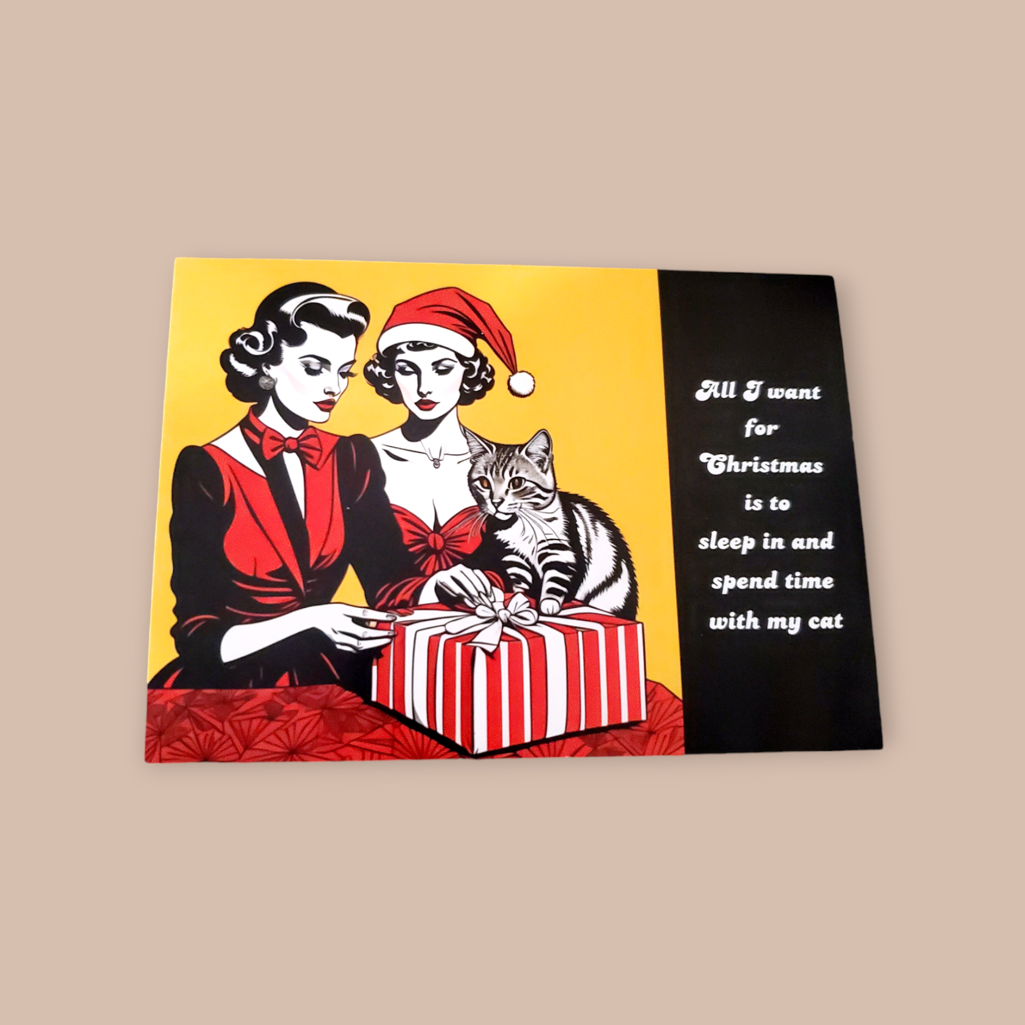 Funny Cat Ladies Christmas Postcard