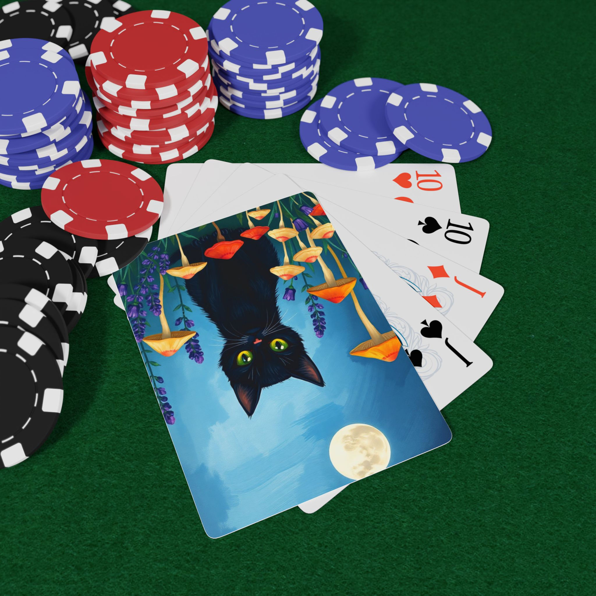 Poker Cards Shown on a Table with Poker Chips