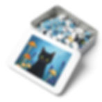 Jigsaw Puzzle Shown with Decorated Tin