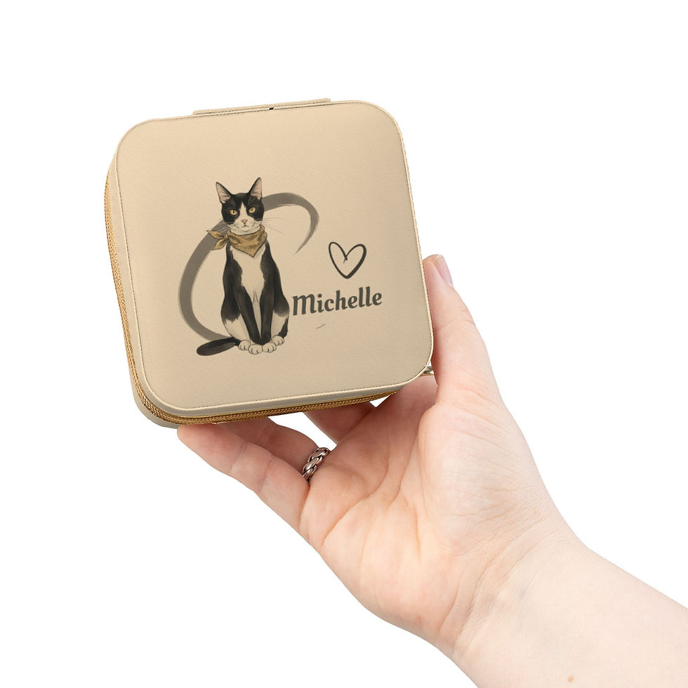 Thumbnail: Gold Tuxedo Cat Personalized Jewelry Box Held for Size
