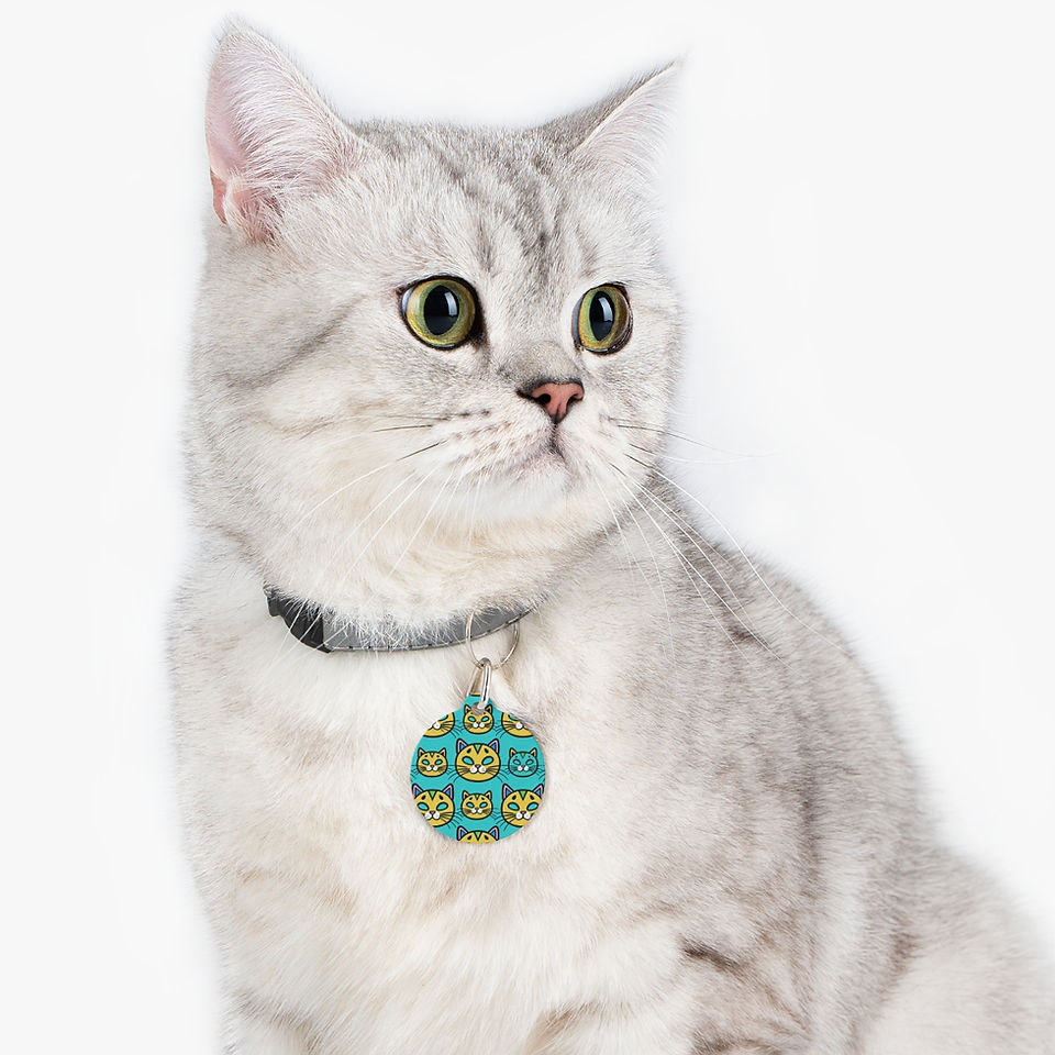 Pet ID Tag Blue Green Anime Design