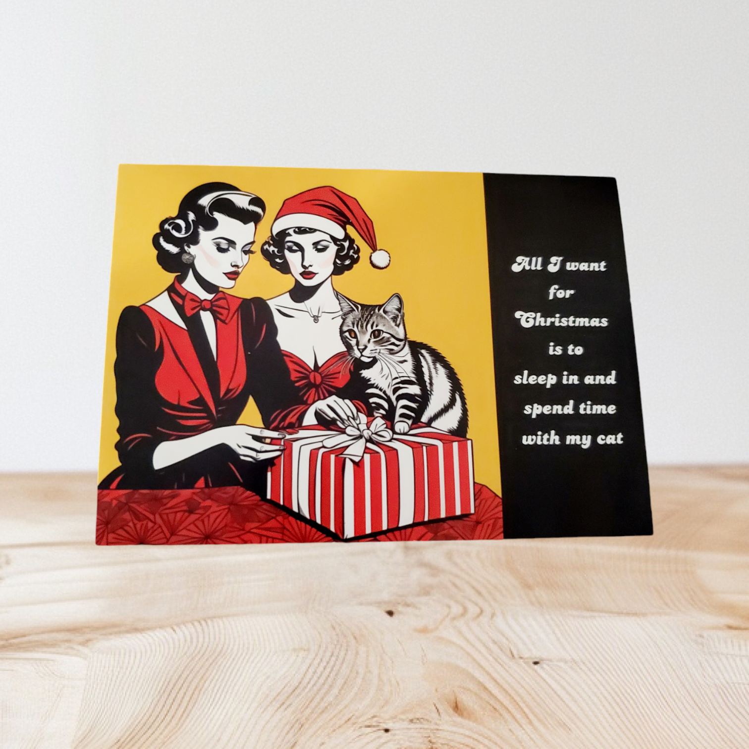 Funny Cat Ladies Christmas Postcard