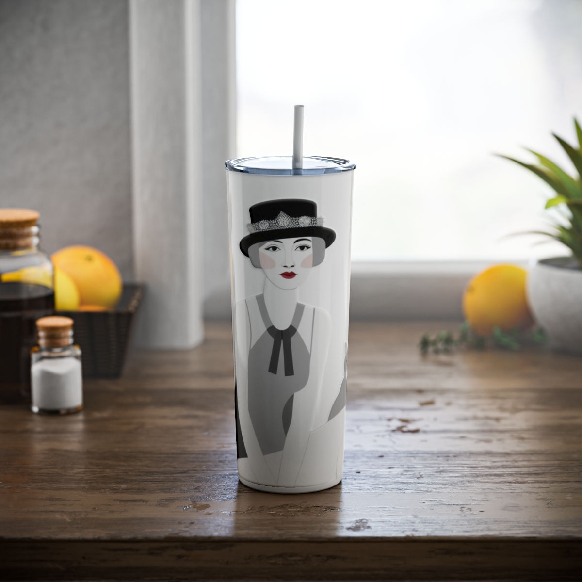 Retro art deco tumbler on a table