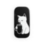 Cat Phone Grip with White Cat Drinking Coffee
