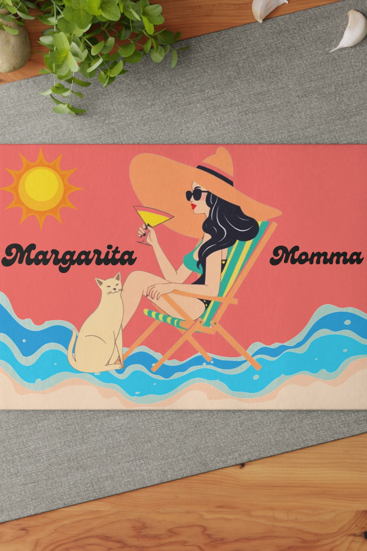 Glass cutting board with margarita design, Mother’s Day gift
