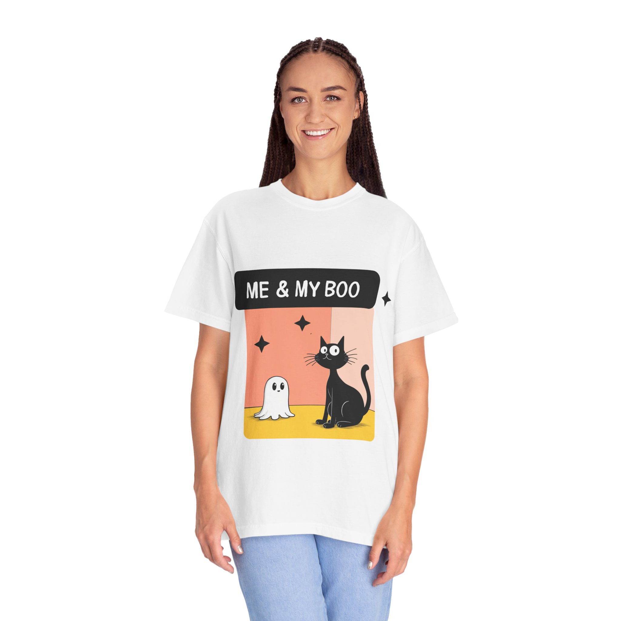 Halloween T-Shirt Me and My Boo Styled on Long Haired Female