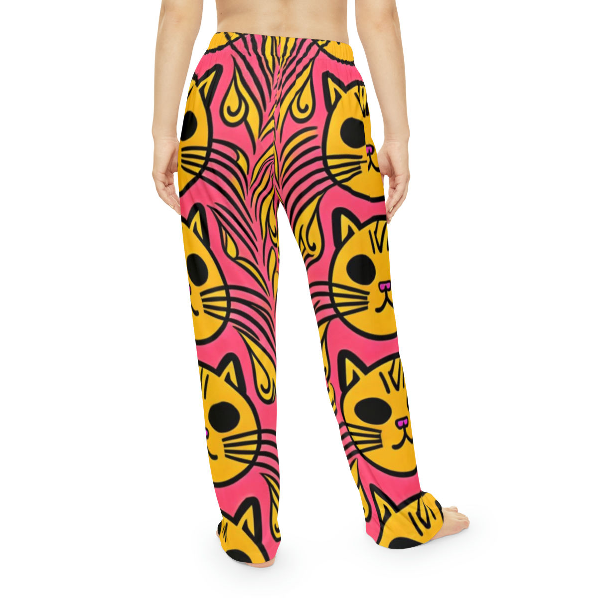 Pink Cat's Pajama Pants on person rear view