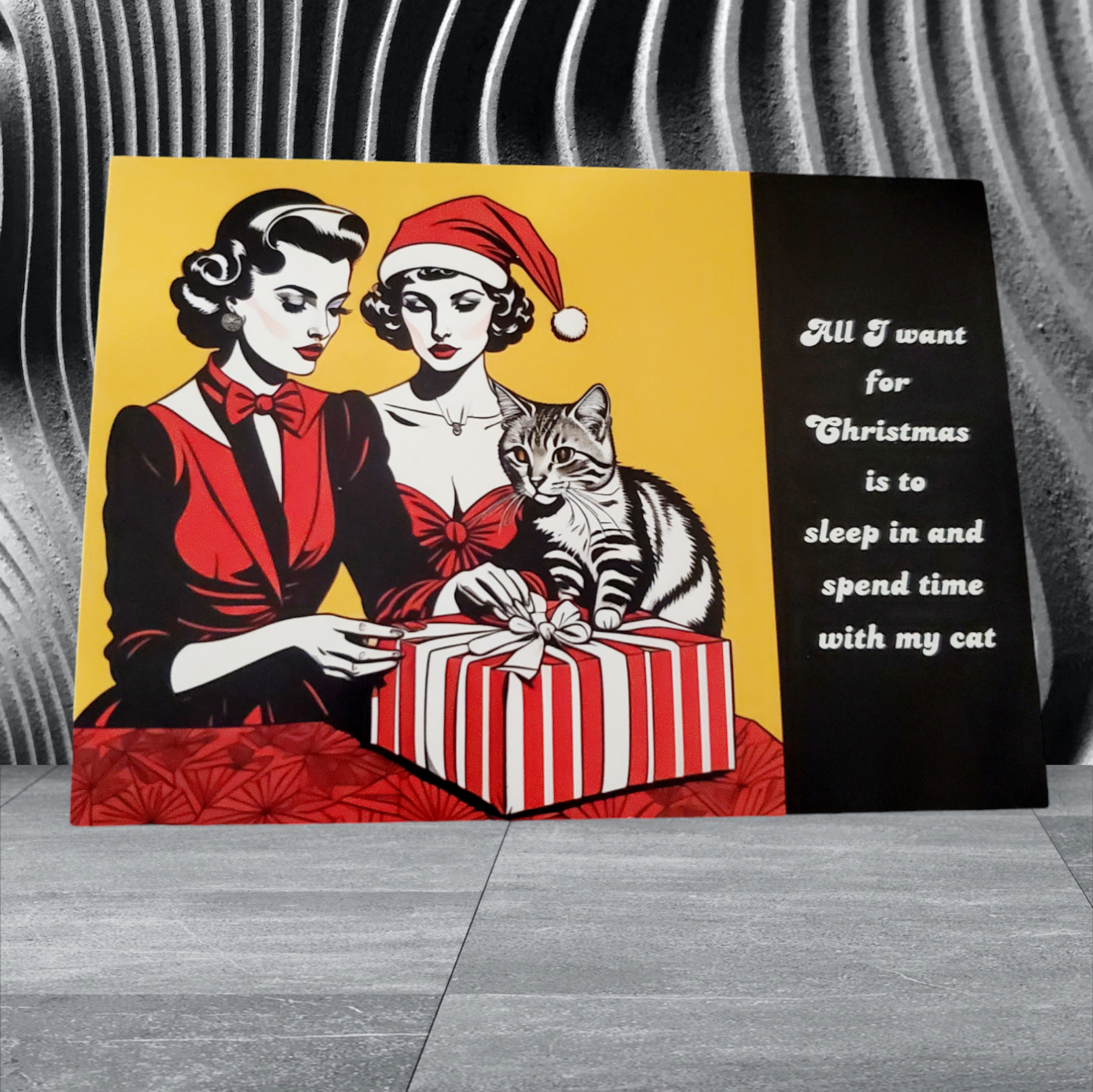 Funny Cat Ladies Christmas Postcard