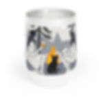 Glamping Wine Tumbler Cat Lover Gift with an illustration of two friends drinking wine with their cats by a fire pit