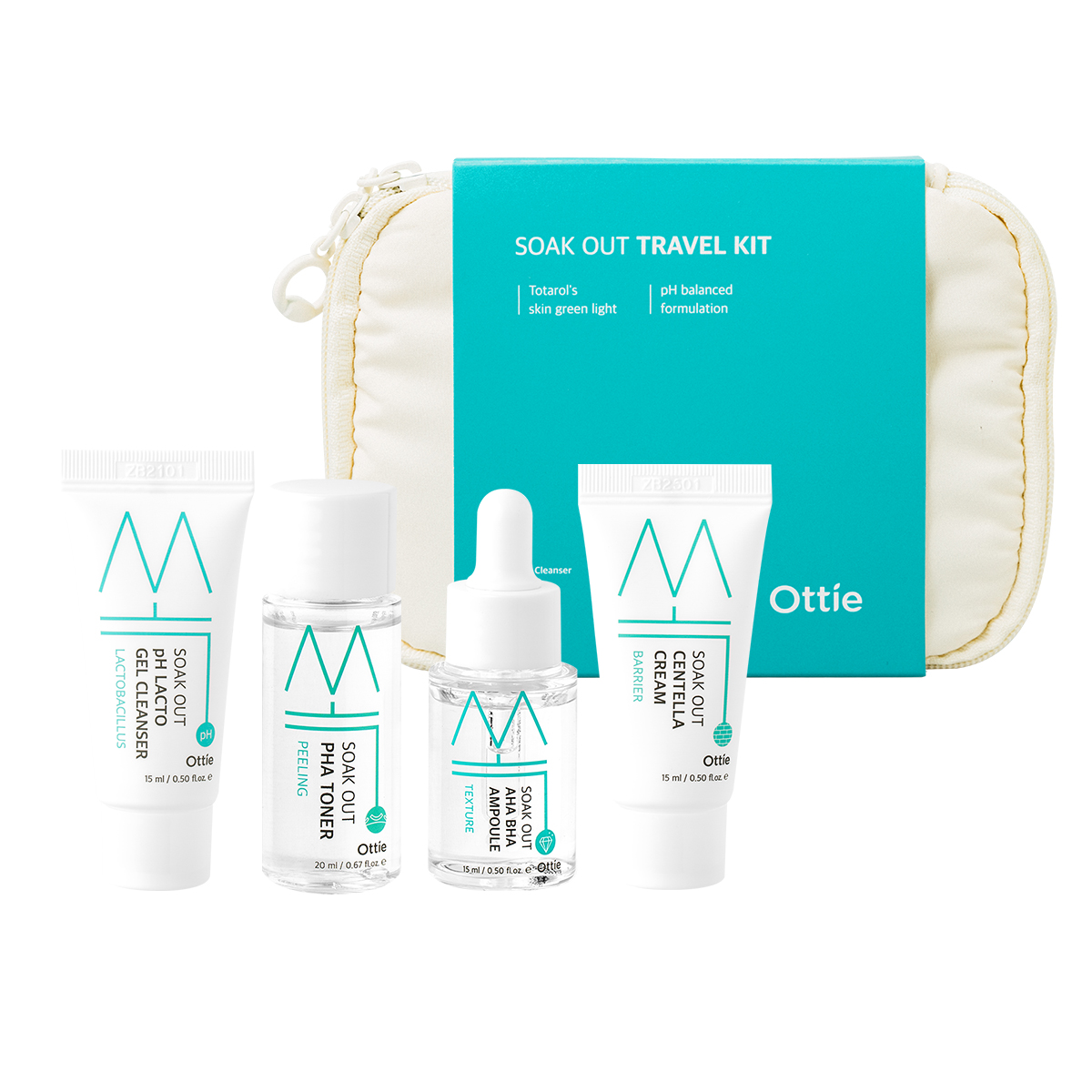 Ottie Soak Out Travel Kit — 15 mL + 20 mL + 15 mL + 15 mL