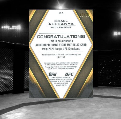 2020 Topps UFC Knockout - Autograph Jumbo Fight Mat Relics #AJR-IA Israel Adesanya