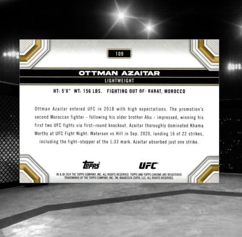 2024 Topps Chrome UFC #109 Ottman Azaitar