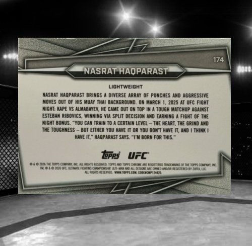 2026 Topps Chrome UFC #174 Nasrat Haqparast 