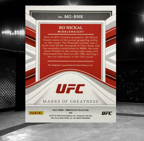 2023 Panini Immaculate Collection UFC - Marks of Greatness #MG-BNK Bo Nickal
