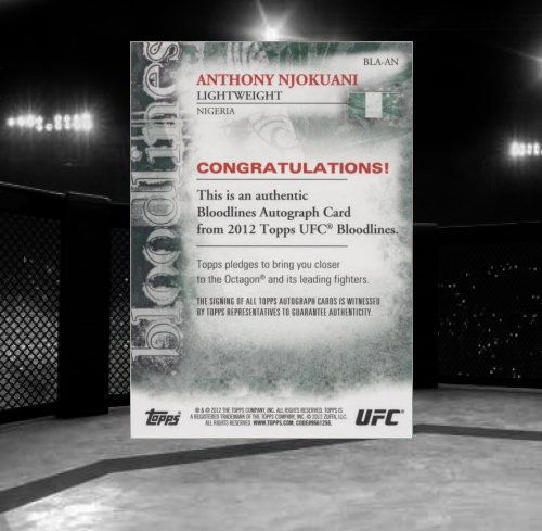 2012 Topps UFC Bloodlines - Bloodlines Autograph #BLA-AN Anthony Njokuani
