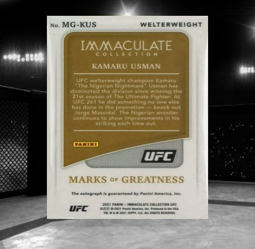 2021 Panini Immaculate Collection UFC - Marks of Greatness #MG-KUS Kamaru Usman