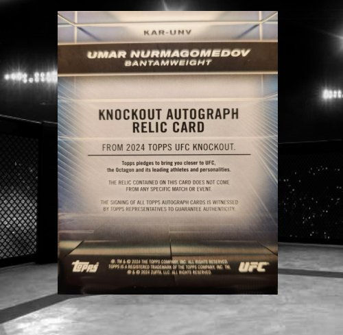 2024 Topps Knockout UFC - Knockout Autograph Relics #KAR-UNV Umar Nurmagomedov