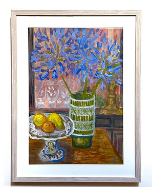 Agapanthus in Sycamore Vase 2023, Acrylic on Primed Paper 67cm x 50cm