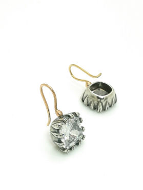 Thumbnail: Dormeuse French Paste Style Silver & Gold Earrings