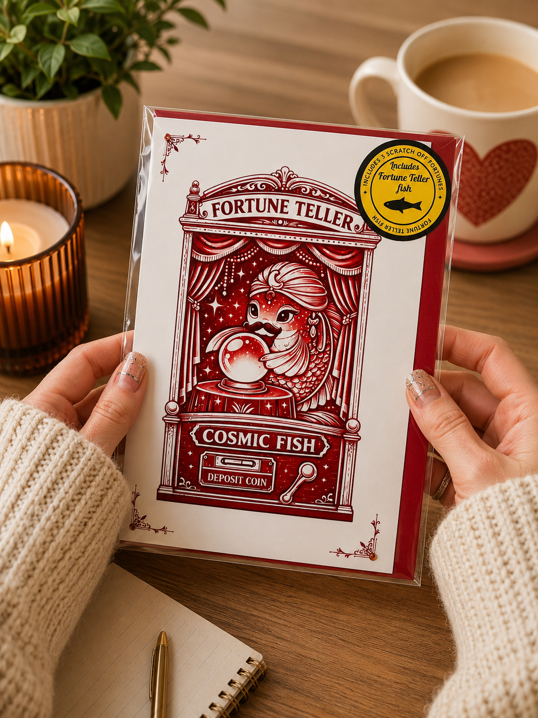 (FISH03)Cosmic Fish Fortune Teller Card