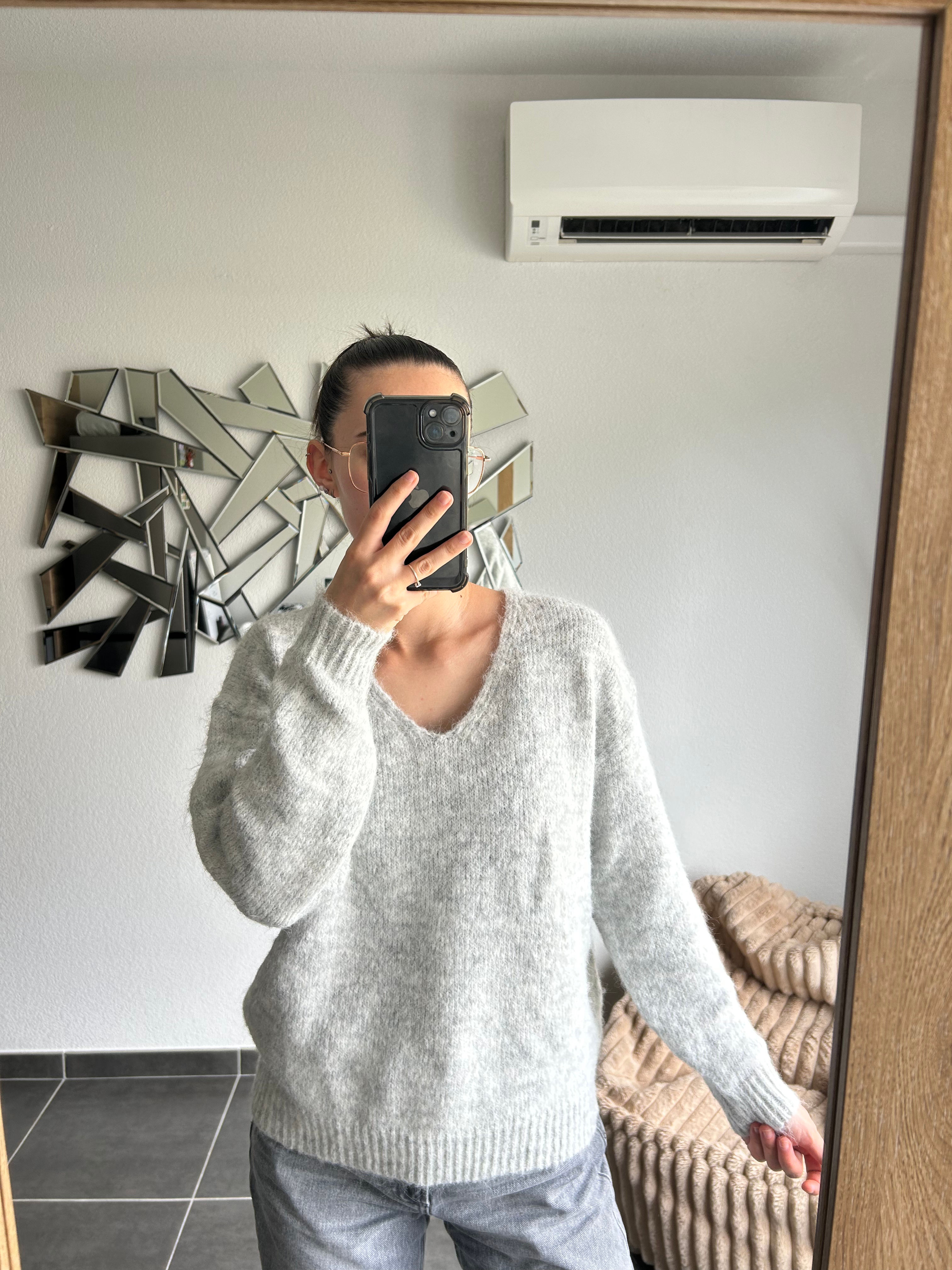 Pull en maille - Gris clair 