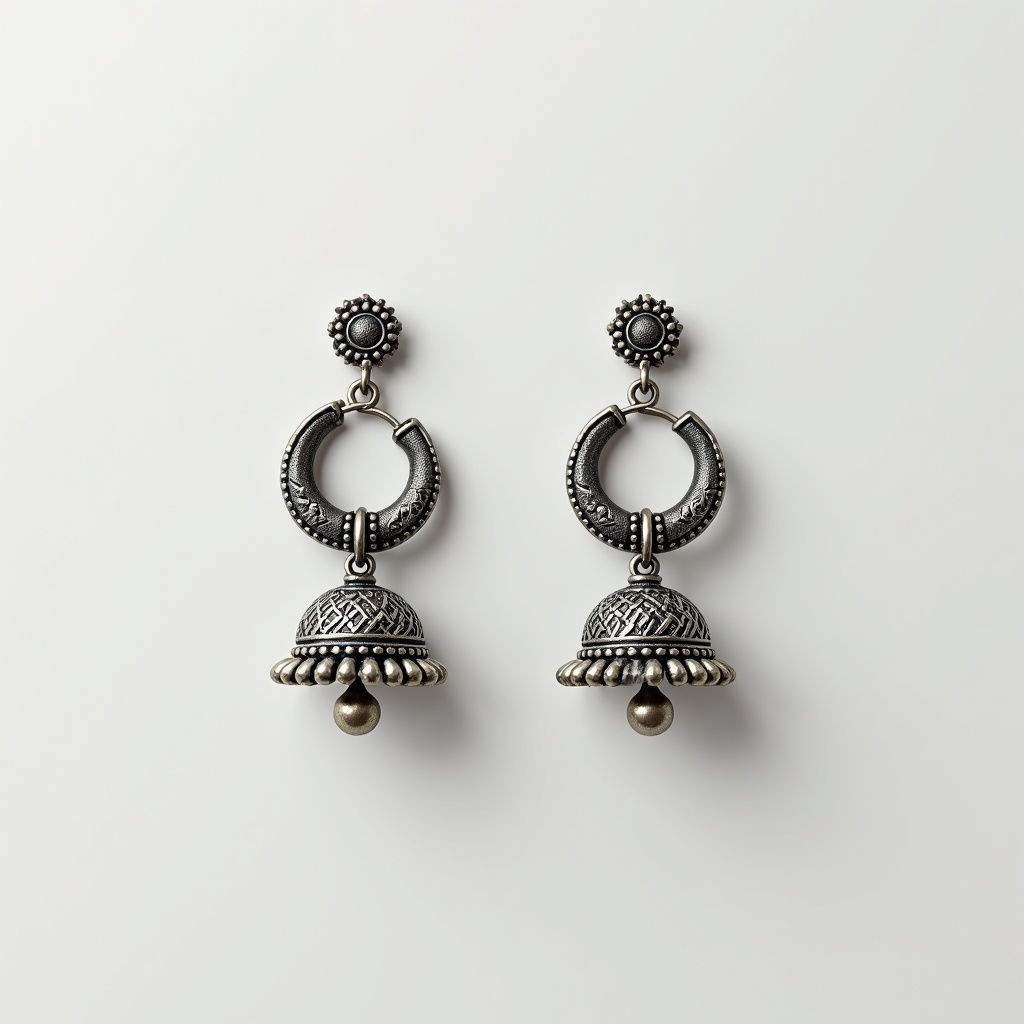 Oxidized Jhumka Hoops