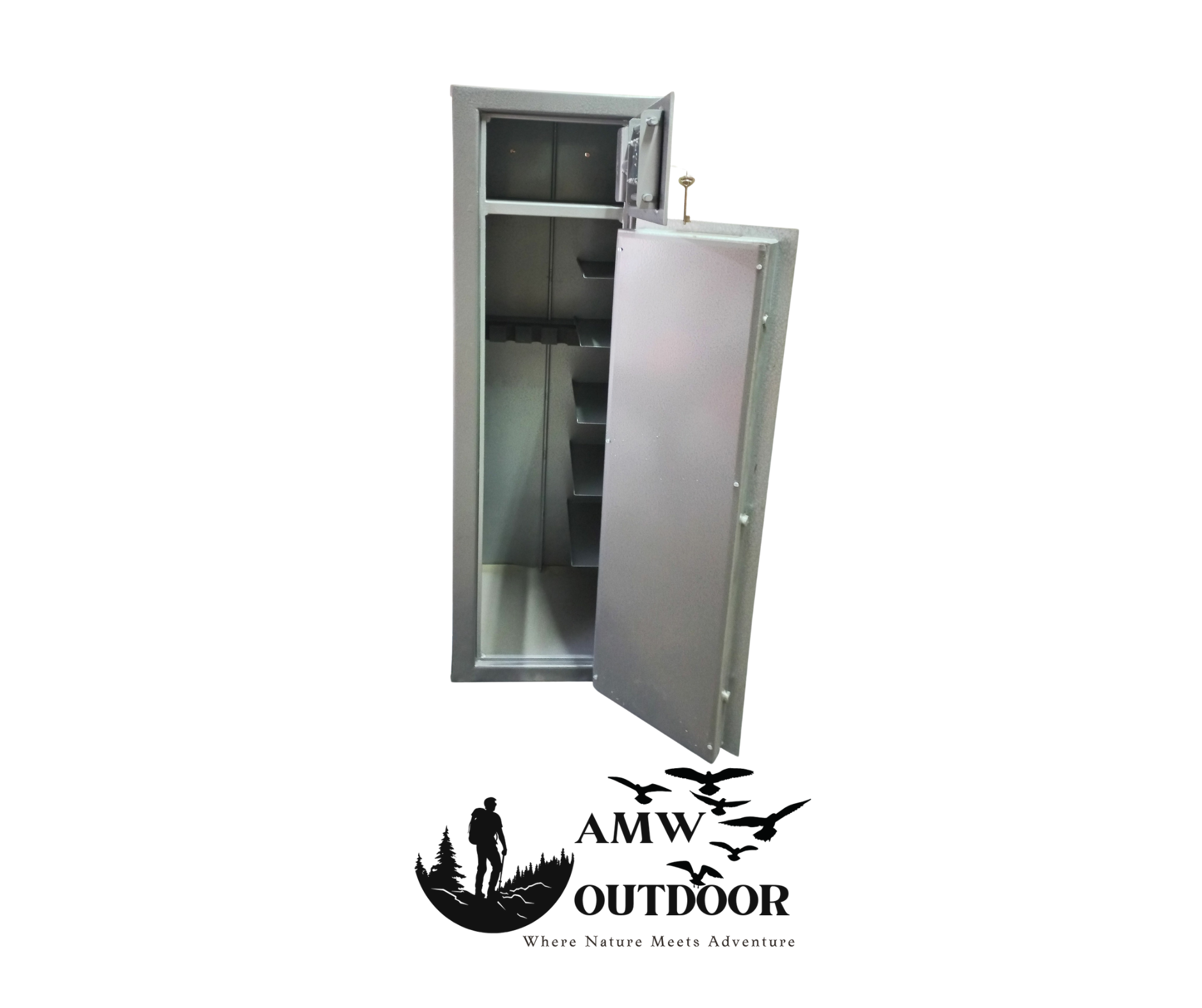4 rifle Double door safe with side shelves 400x350x1500