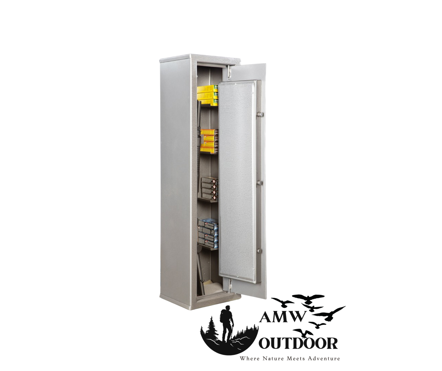 2 rifle safe with side shelves 300w x 280d x 1250h