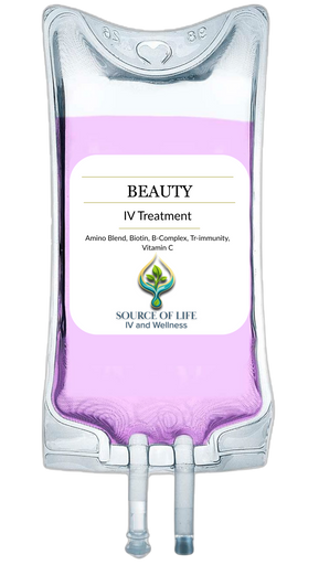 Pink BEAUTY IV Treatment bag from Source of Life IV and Wellness.