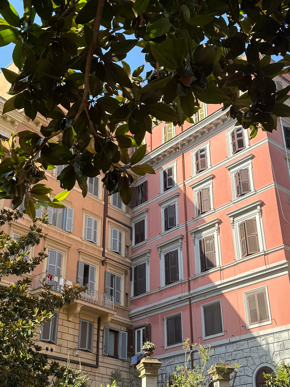 Pastel-coloured buildings in Rome