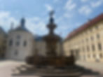 A fountain in the middle of Prague Castle