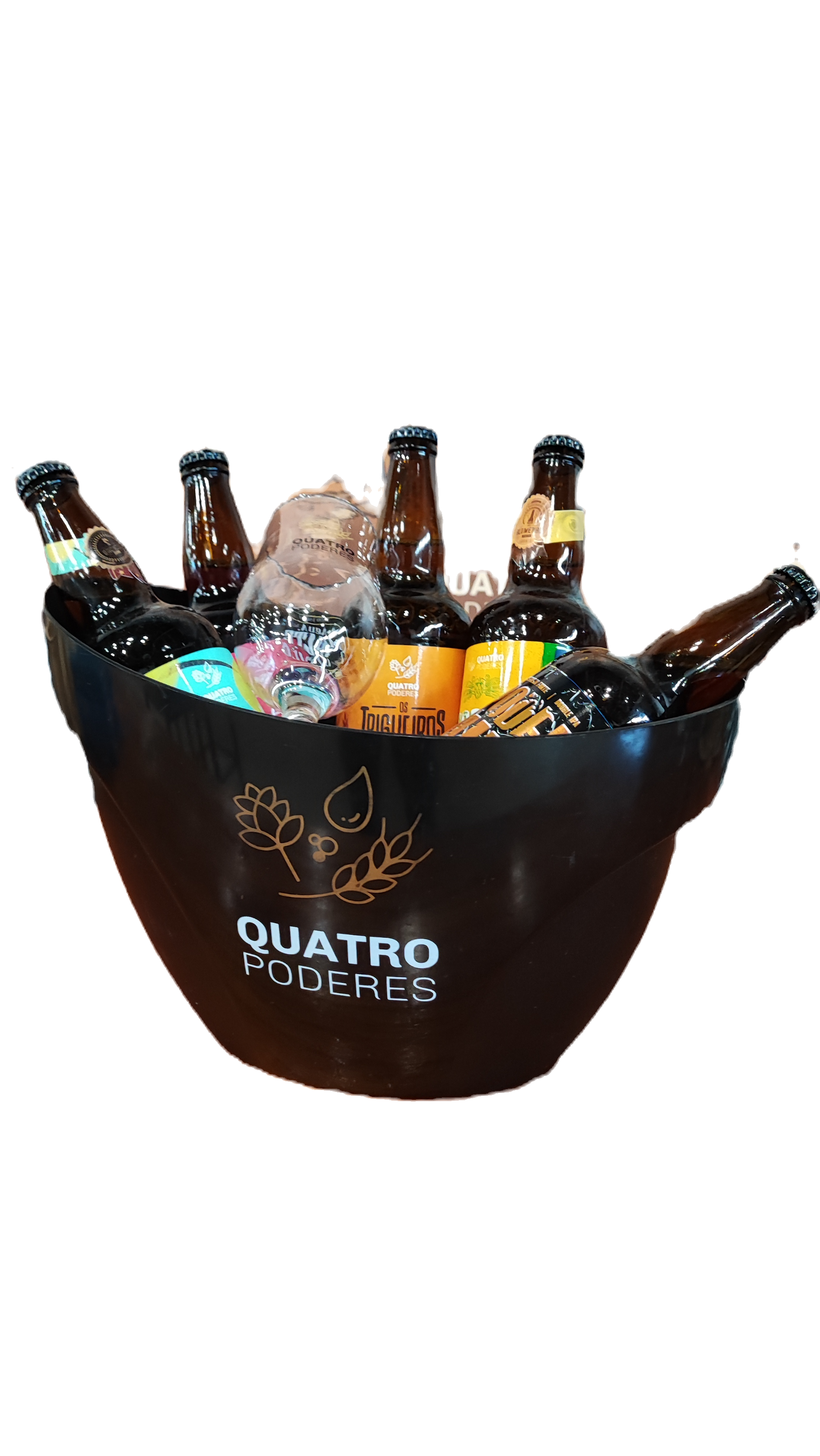 Balde Preto com 5 Cervejas à sua escolha + 1 Taça