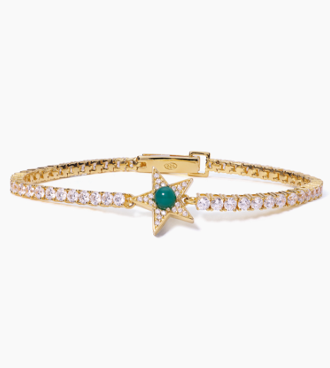 Bracciale Tennis Stella Mabina 533651-M in argento dorato, zirconi e agata verde