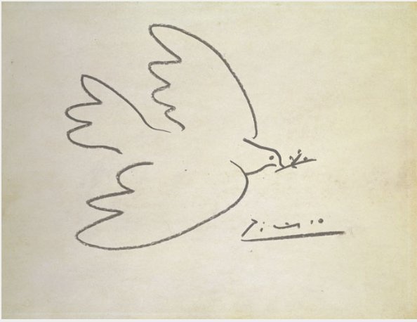 Dove of peace by pablo picasso inspired by Henri Matisse's doves