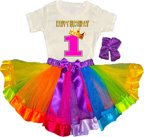 Princess Crown Tutu Party Dress color Rainbow Tutu Outfit Birthday | birthdaytutustore Princess Crown Tutu Party Dress color Rainbow Tutu Outfit Birthday | birthdaytutustore