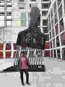 Power to the people! Me posing in front of the afro pick statue
