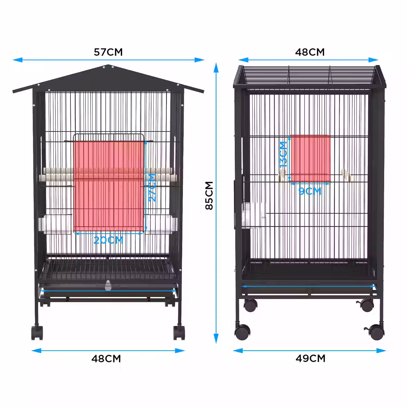 DAYSAdvwin Bird Cage Large 2 Perches 85CM Aviary Budgie Parrot Budgie Outdoor Pe