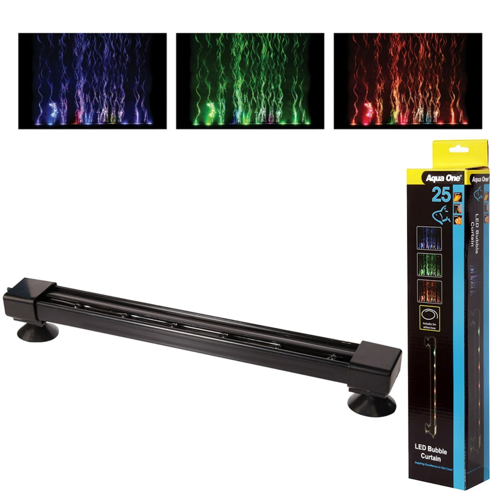 Aqua One LED Bubble Curtain Air Stone Colour Changing 25cm