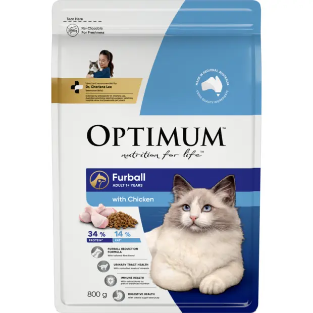 Optimum Furball Dry Cat Food Chicken 800g