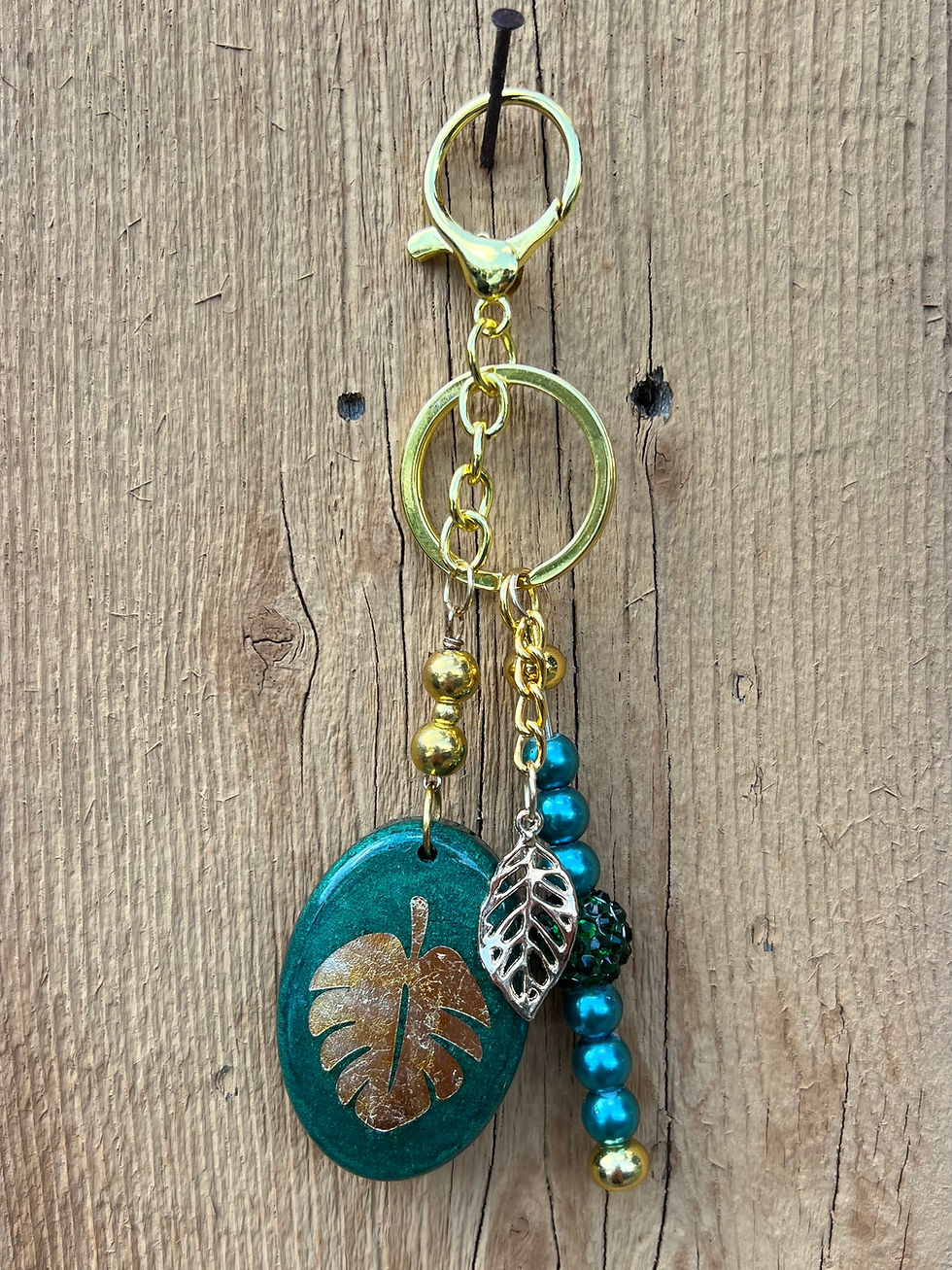 Emerald Leaf Keychain
