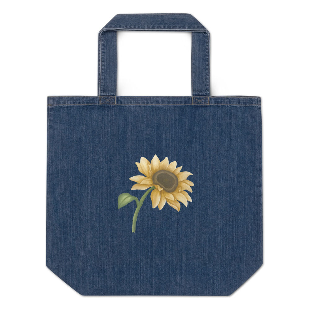 Sunflower Denim Tote Bag